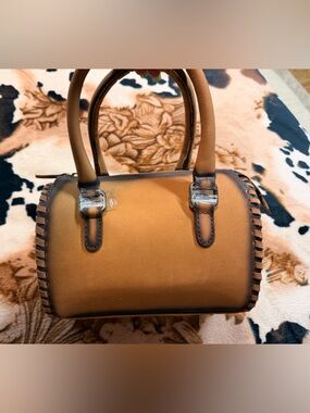 Small Suede Speedy Tote Bag with Stitched Trim